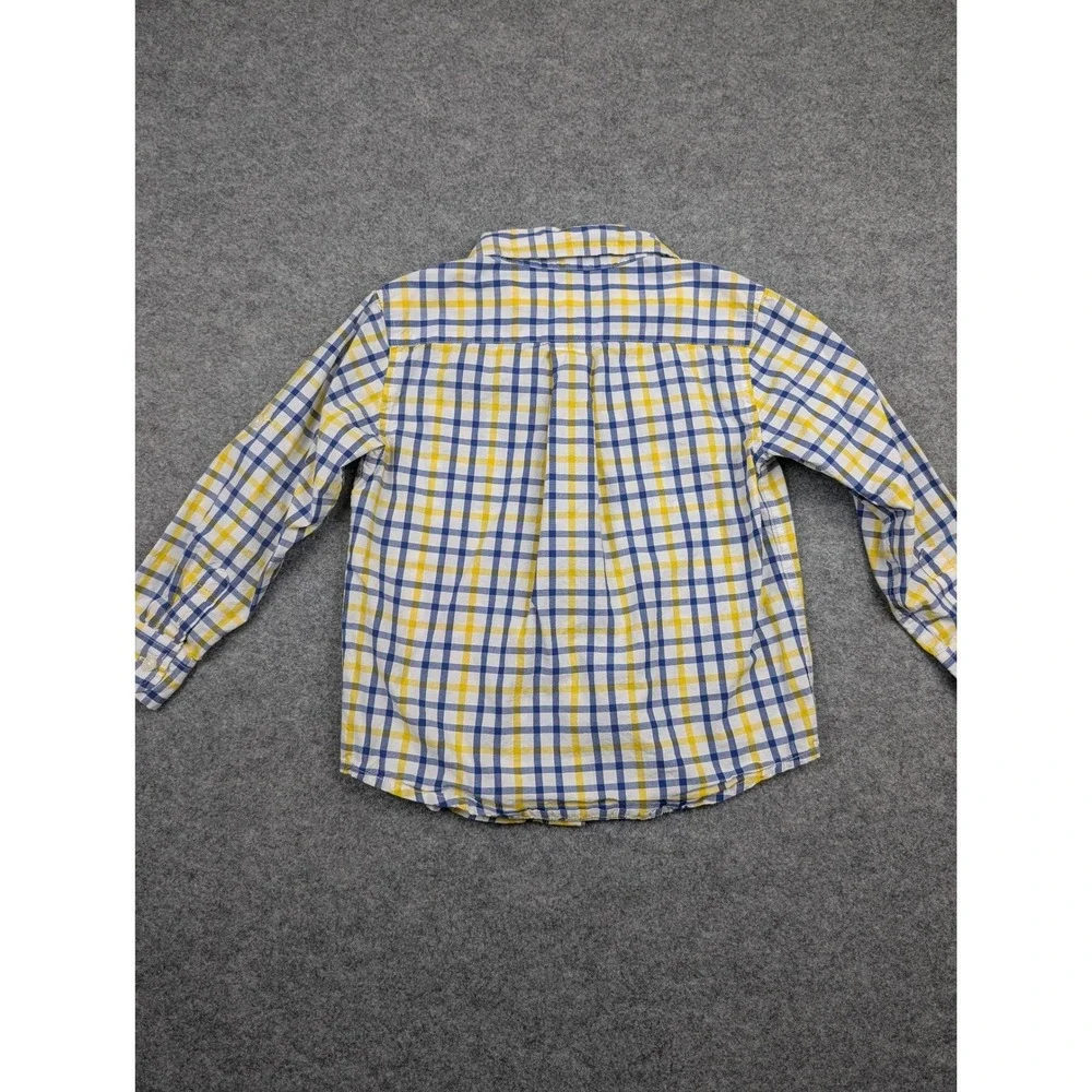 Janie and Jack Boys‎ Blue Yellow Plaid Button Down Shirt Long Sleeve Size 4